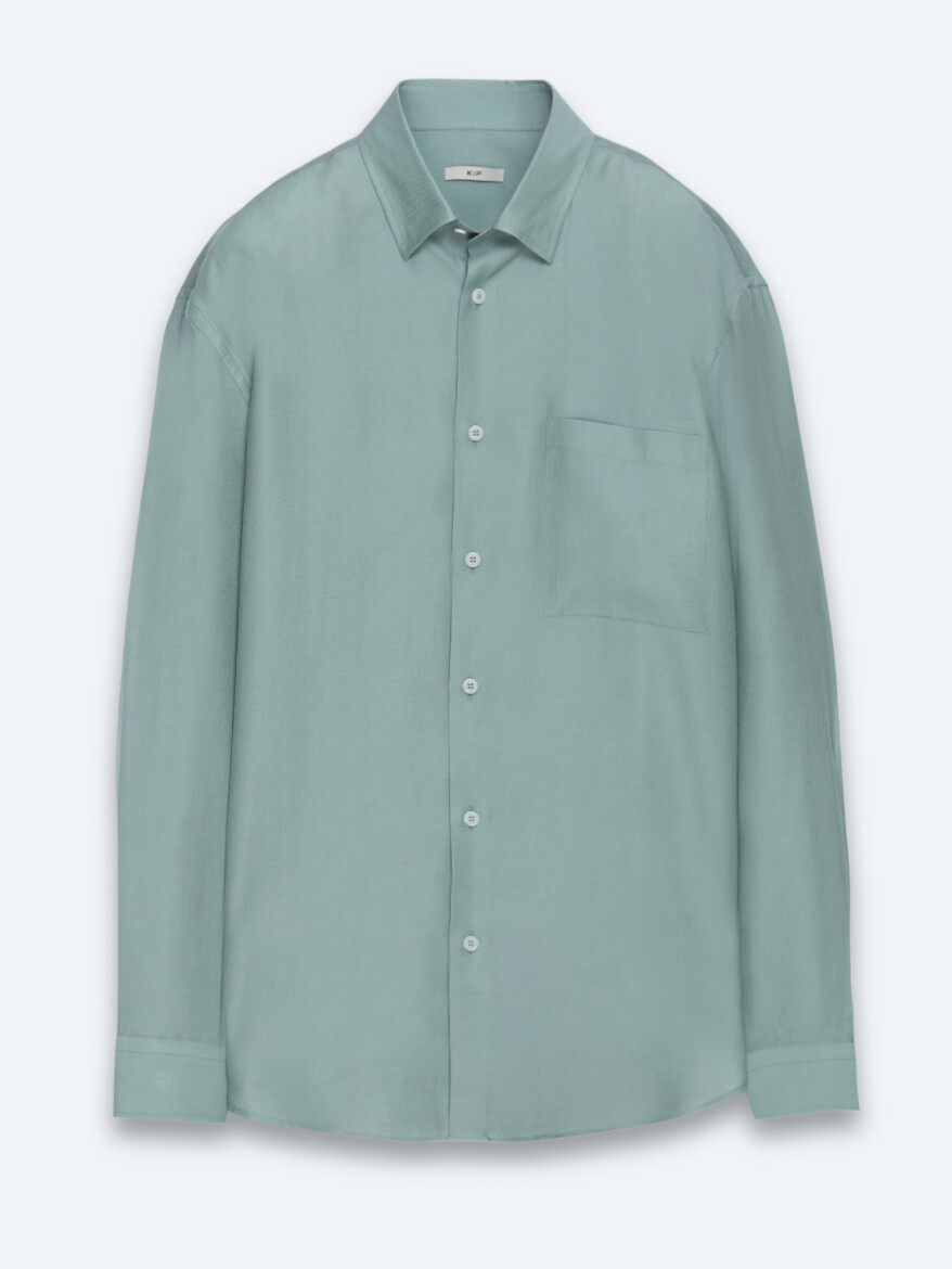 Mint Düz Oversize Fit Uzun Dokuma Casual Gömlek - 6