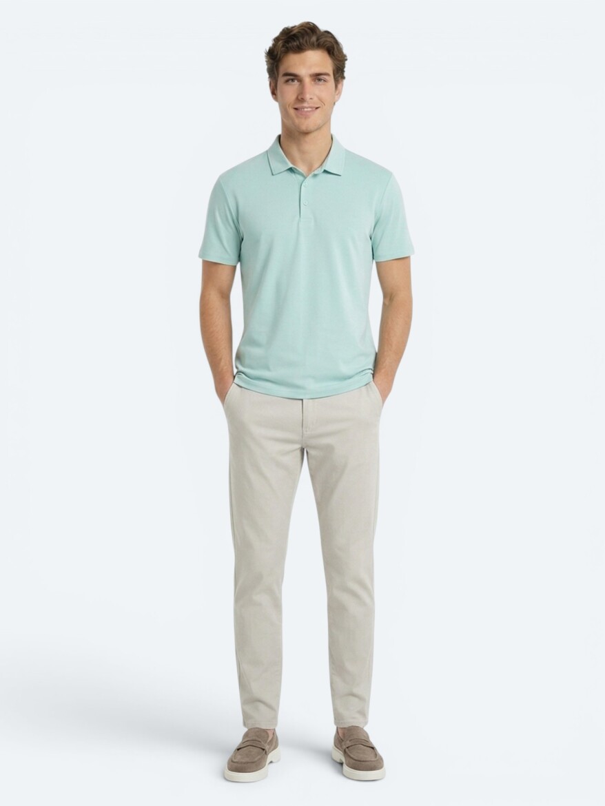 Mint Düz Polo Yaka T-Shirt - 2