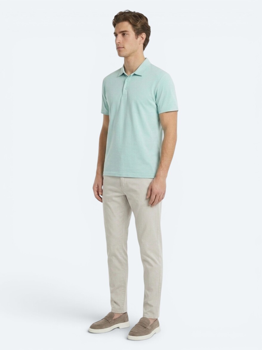 Mint Düz Polo Yaka T-Shirt - 4