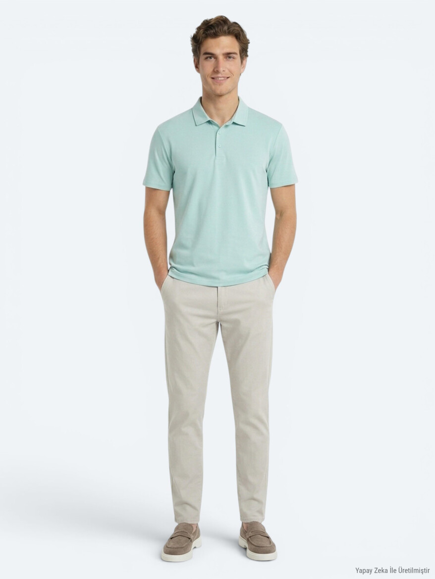 Mint Düz Polo Yaka T-Shirt - 2