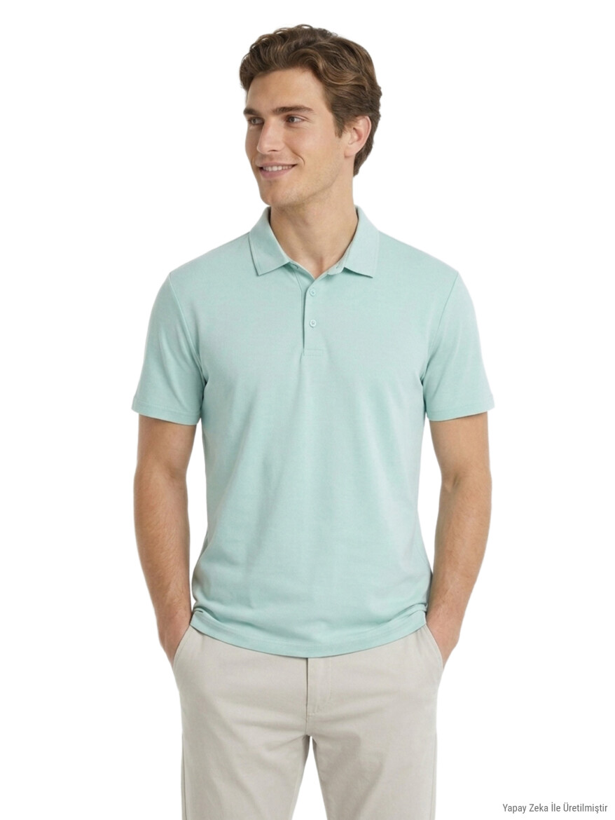 Mint Düz Polo Yaka T-Shirt - 3
