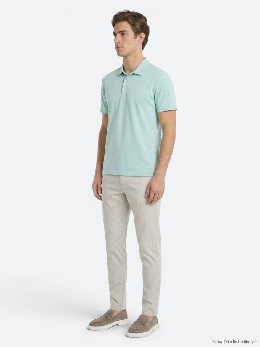 Mint Düz Polo Yaka T-Shirt - 4