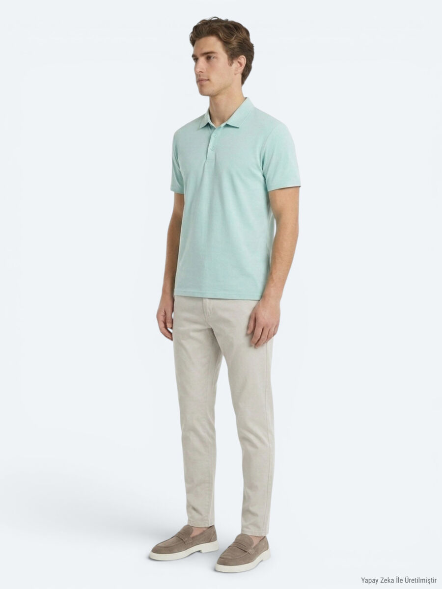 Mint Düz Polo Yaka T-Shirt - 4