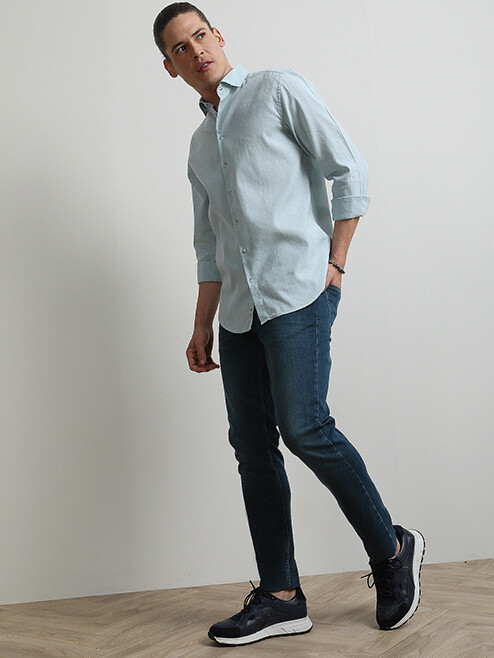 Mint Düz Regular Fit Dokuma Casual Pamuk Karışımlı Gömlek - 3