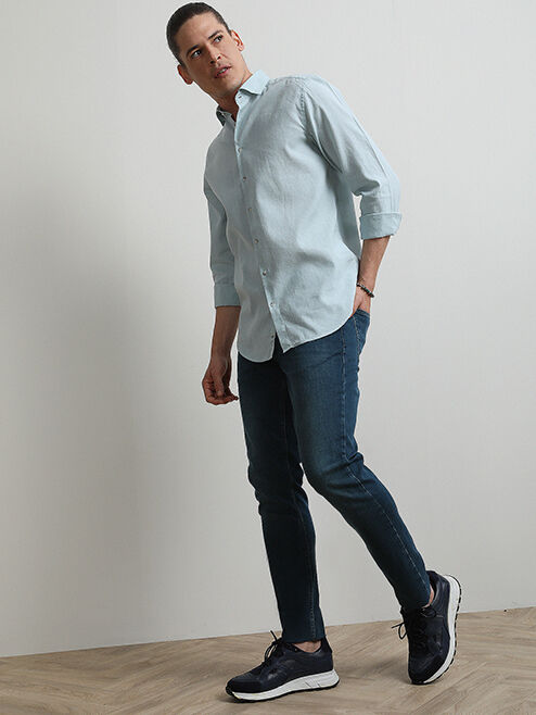 Mint Düz Regular Fit Dokuma Casual Pamuk Karışımlı Gömlek - 3