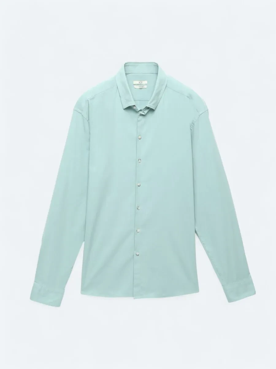 Mint Düz Regular Fit Dokuma Casual Pamuk Karışımlı Gömlek - 7