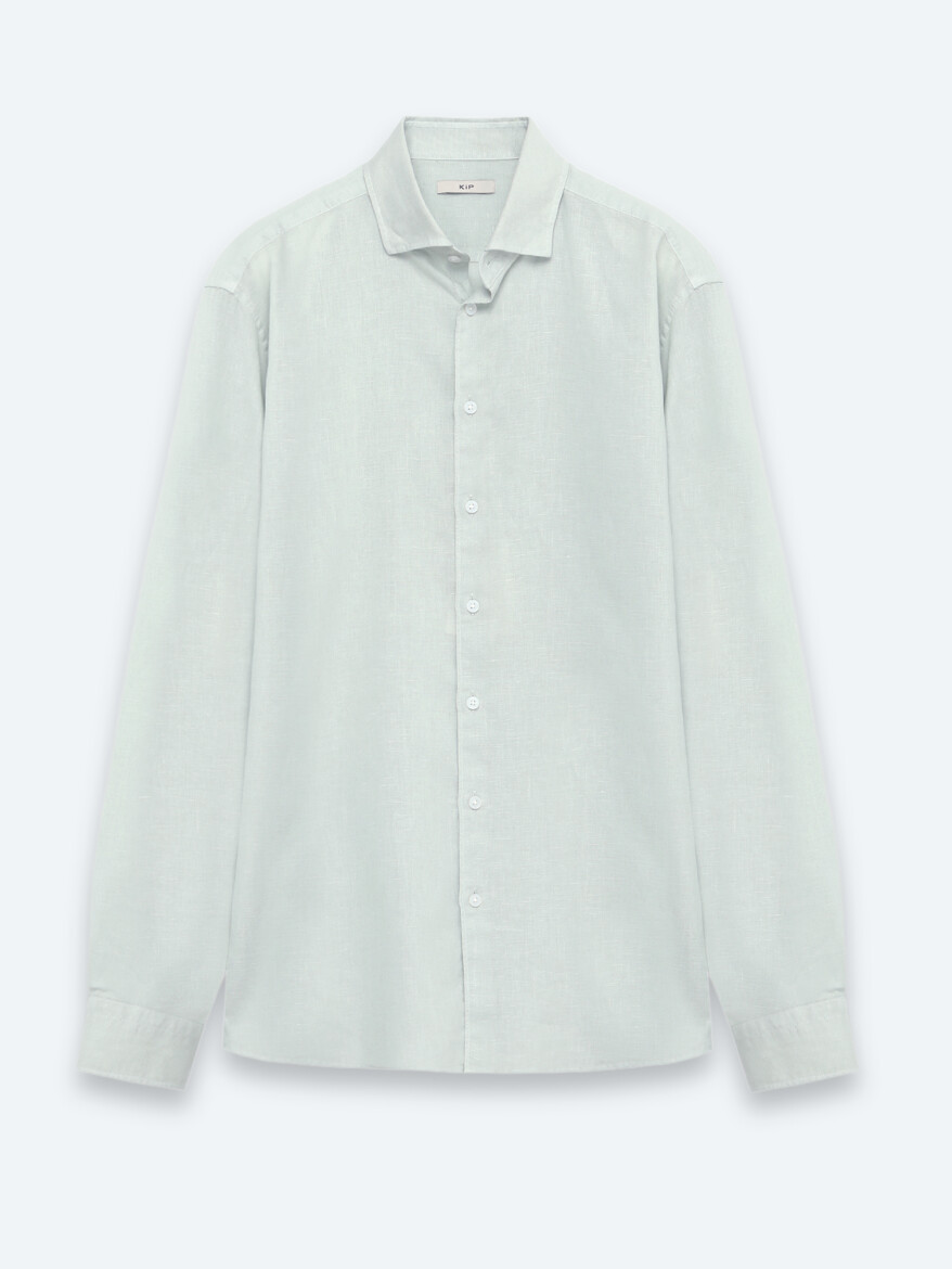 Mint Düz Regular Fit Uzun Dokuma Casual Pamuk Karışımlı Gömlek - 7