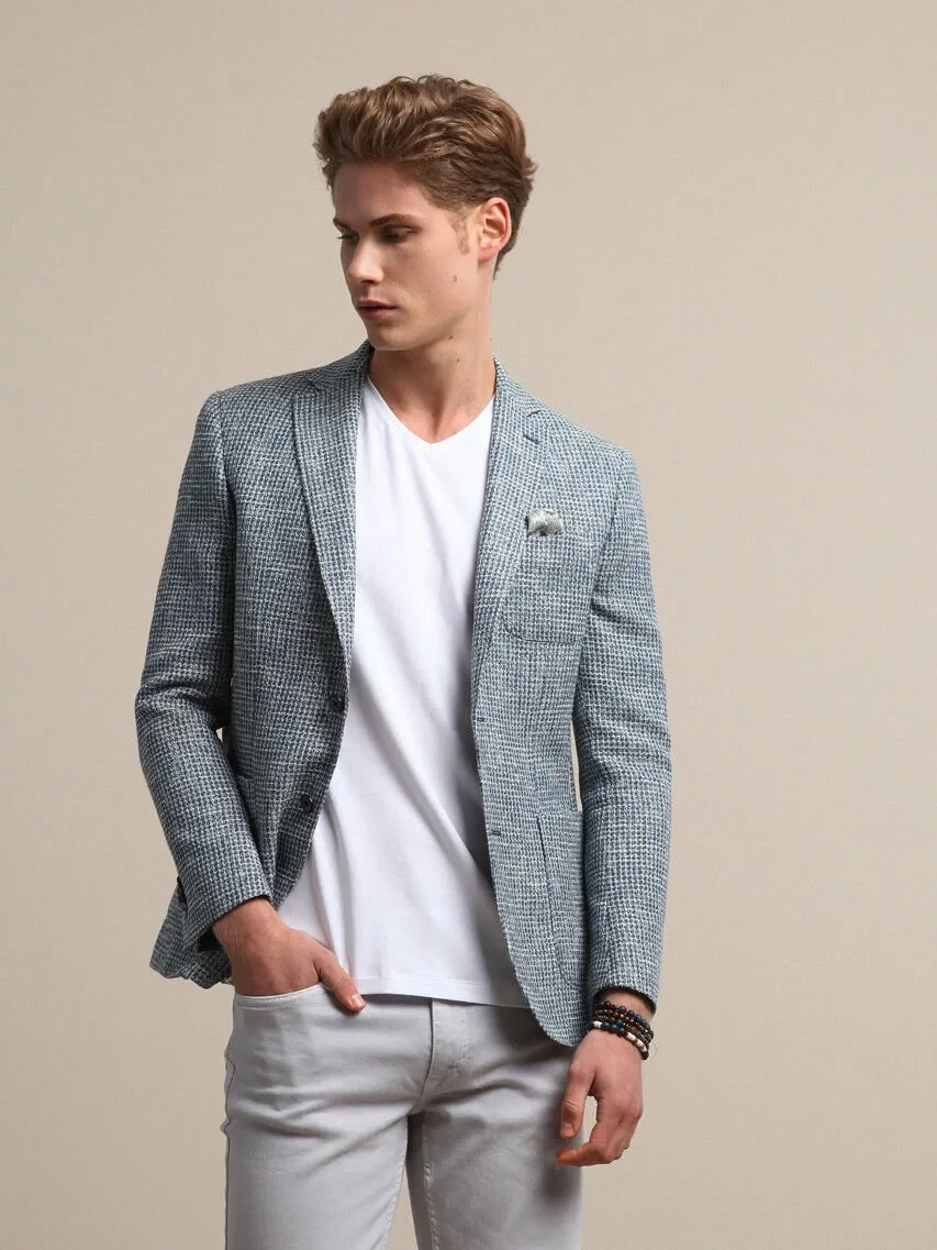 Mint Kareli Modern Fit Pamuk Karışımlı Ceket - 1