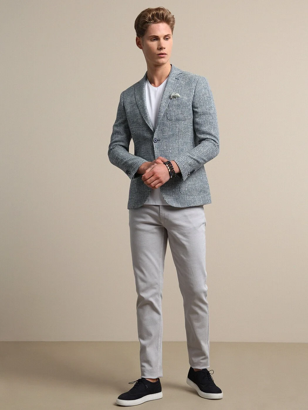 Mint Kareli Modern Fit Pamuk Karışımlı Ceket - 3