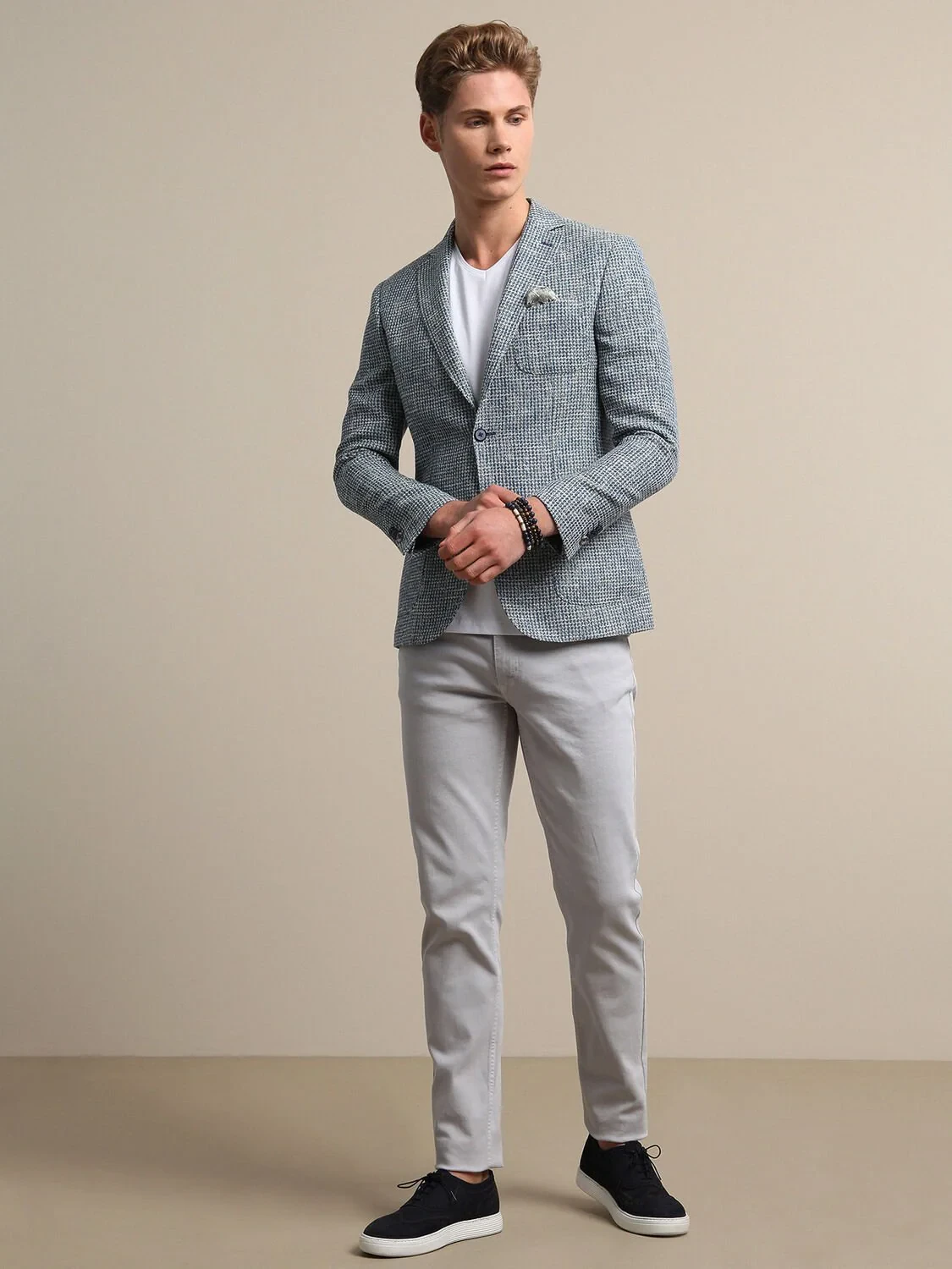 Mint Kareli Modern Fit Pamuk Karışımlı Ceket - 3