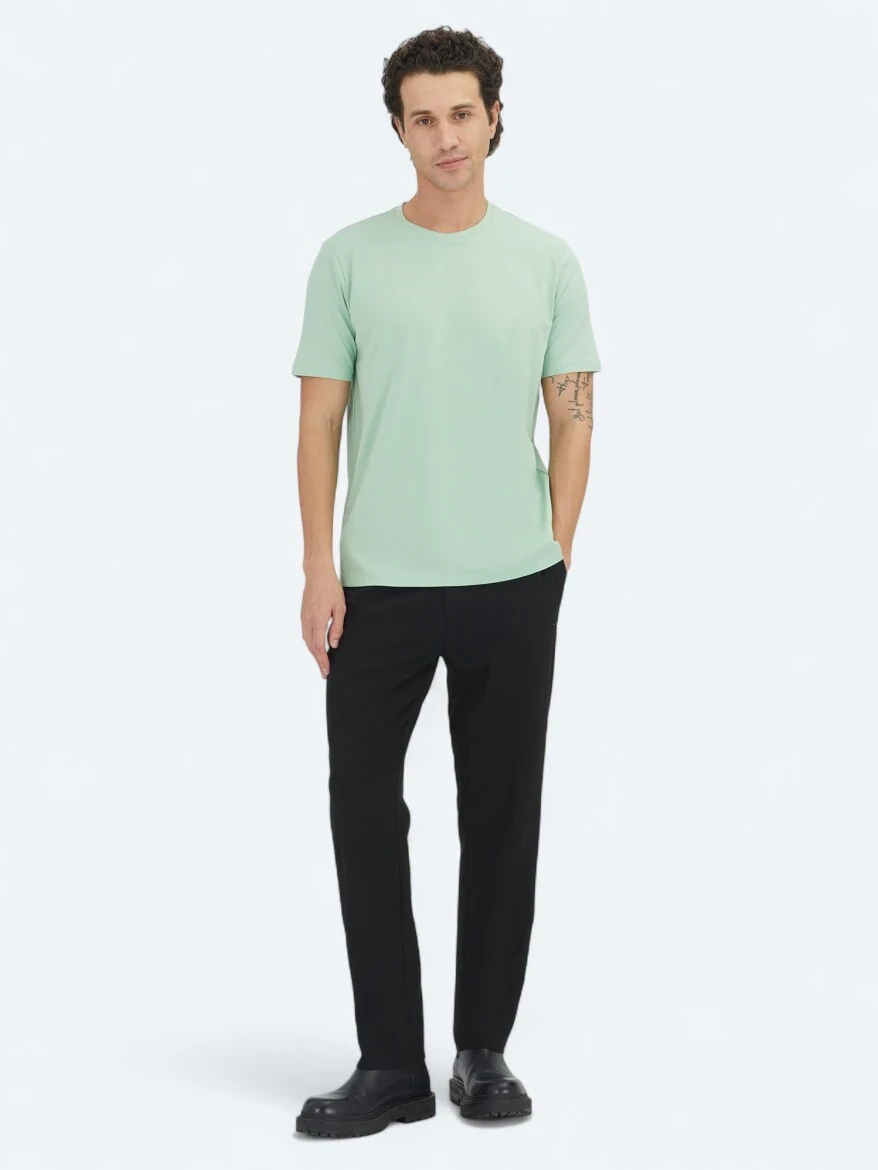 Mint Plain Crew Neck 100% Cotton T-Shirt - 2