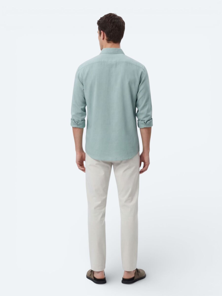 Mint Plain Oversize Fit Long Weaving Casual Shirt - 5