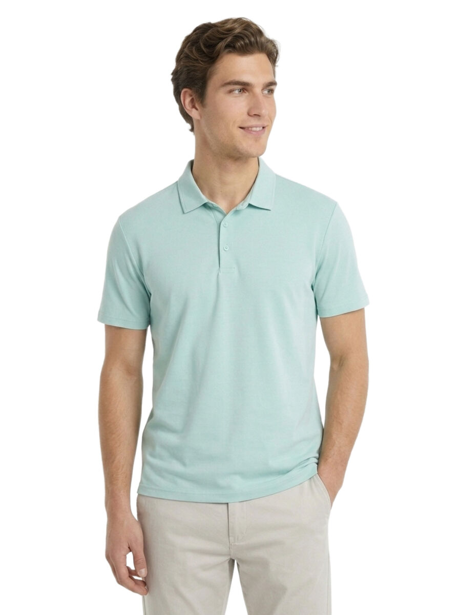 Mint Plain Polo Neck T-Shirt - 1