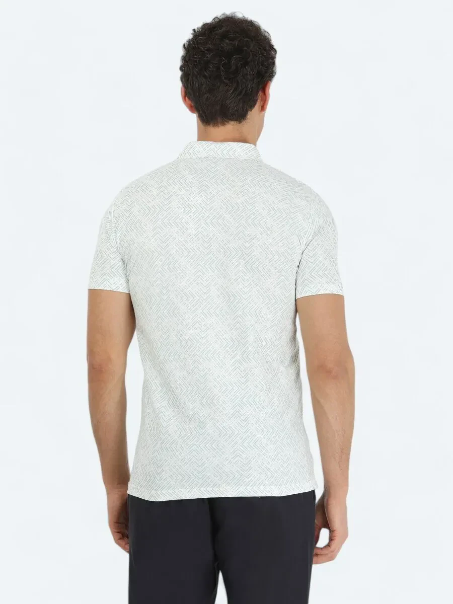 Mint Printed Polo Neck 100% Cotton T-Shirt - 4