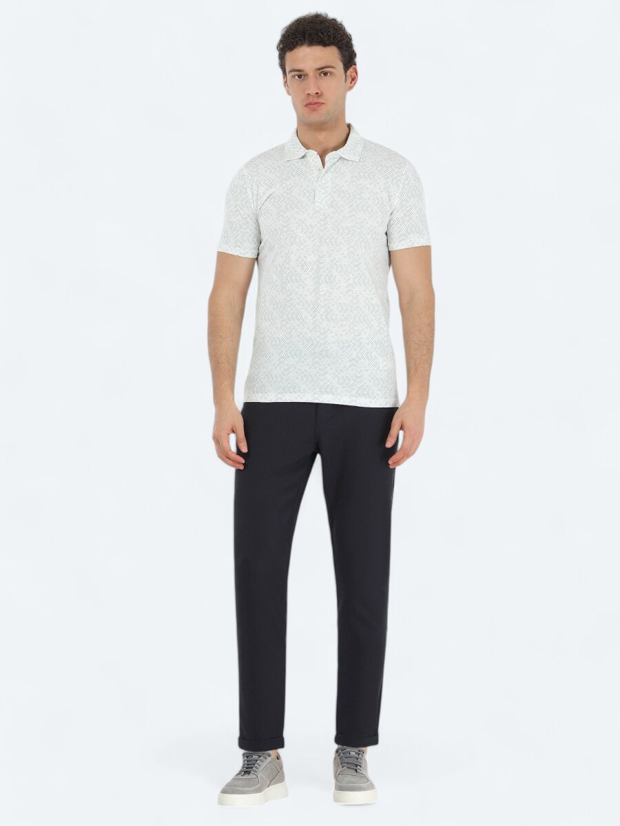 Mint Printed Polo Neck 100% Cotton T-Shirt - 2