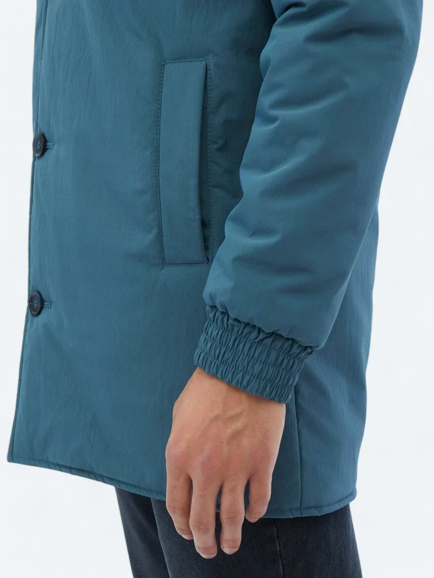 Mint Regular Fit Bebe Yaka Casual Dokuma Pardesü - 6