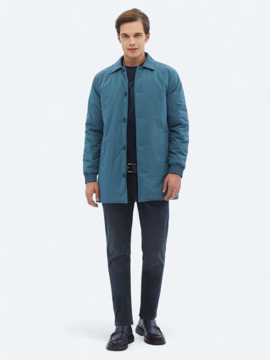 Mint Regular Fit Bebe Yaka Casual Dokuma Pardösü - 2