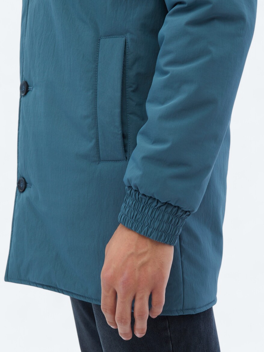 Mint Regular Fit Bebe Yaka Casual Dokuma Pardösü - 6