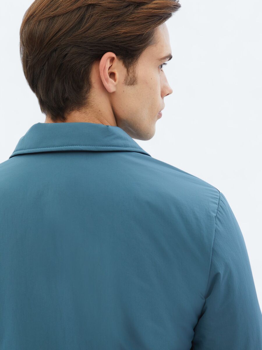 Mint Regular Fit Bebe Yaka Casual Dokuma Pardösü - 7