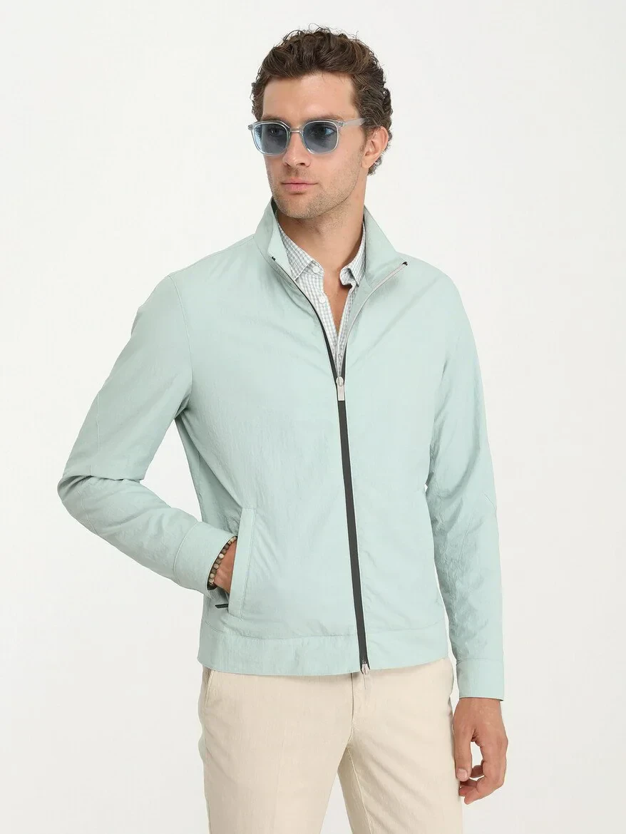 Mint Regular Fit Dik Yaka Casual Dokuma Mont - 1