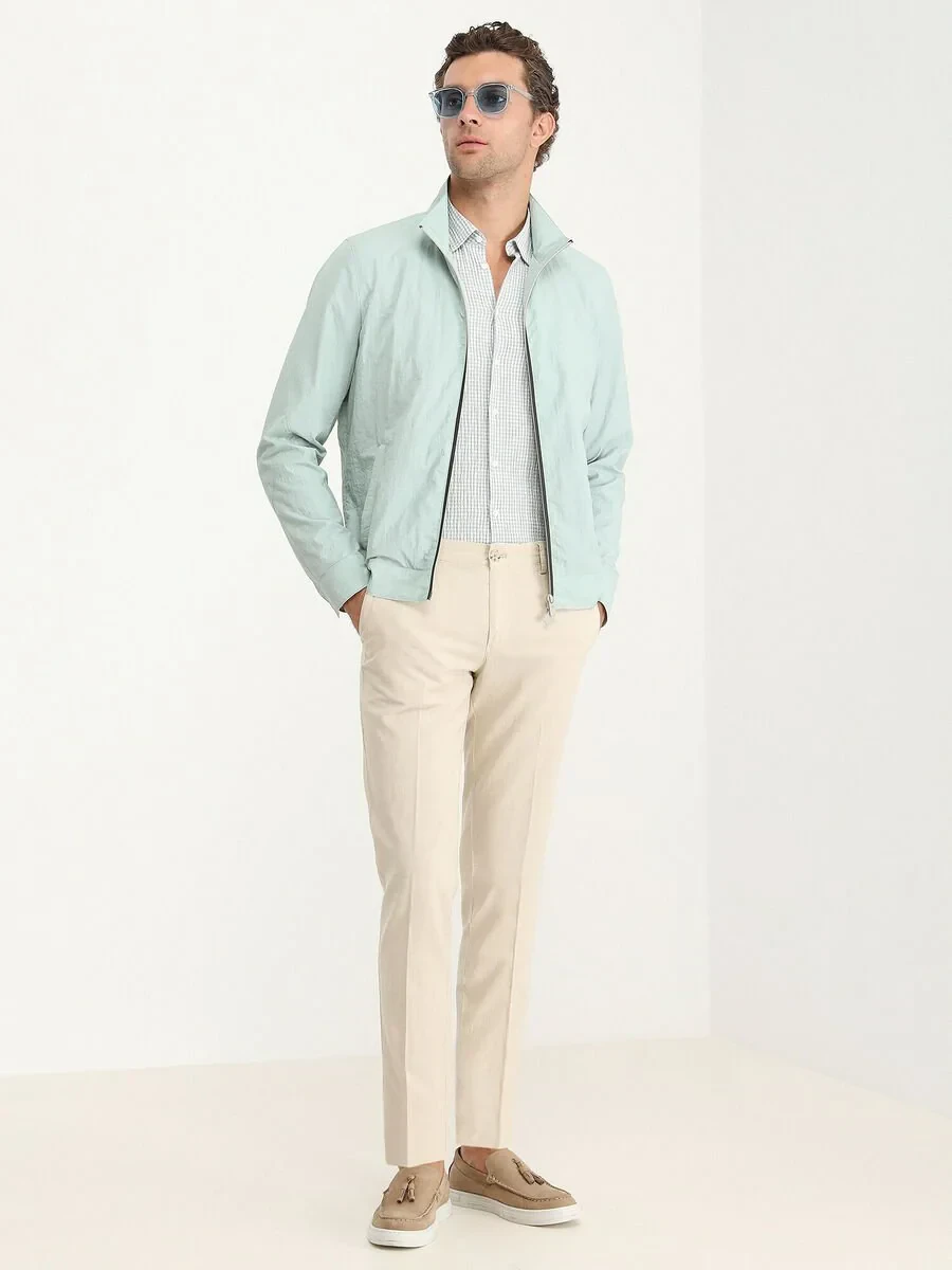 Mint Regular Fit Dik Yaka Casual Dokuma Mont - 2