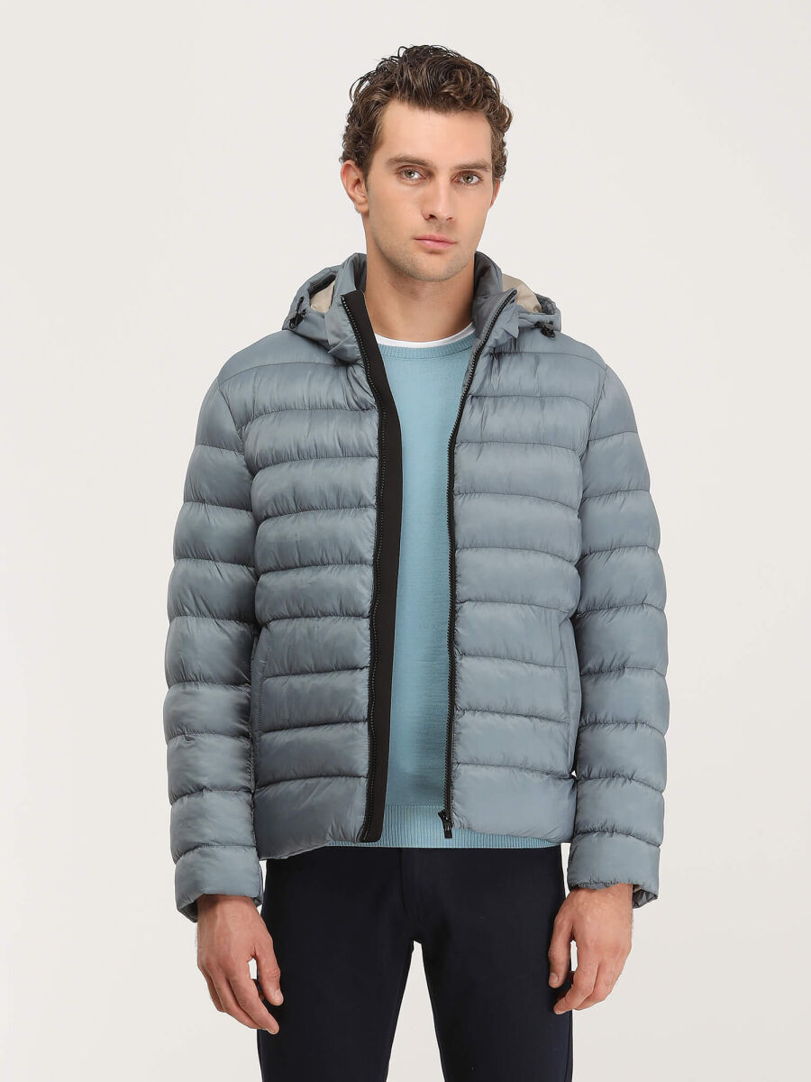 Mint Regular Fit Kapüşonlu Casual Dokuma Mont - 1