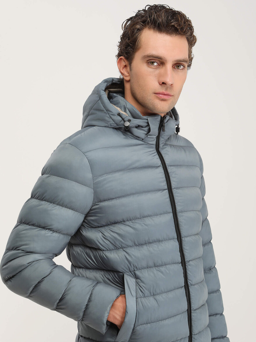 Mint Regular Fit Kapüşonlu Casual Dokuma Mont - 5