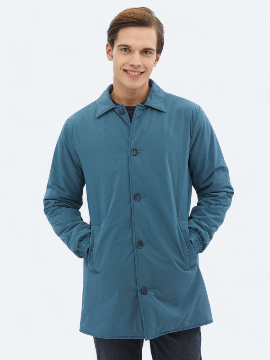 Mint Regular Fit Round Collar Casual Weaving Rain Coat - 1