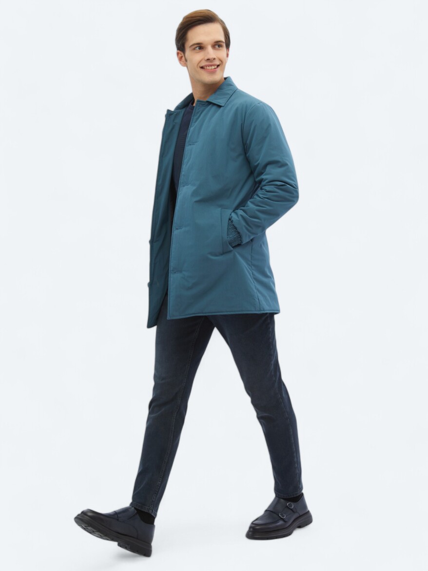 Mint Regular Fit Round Collar Casual Weaving Rain Coat - 3