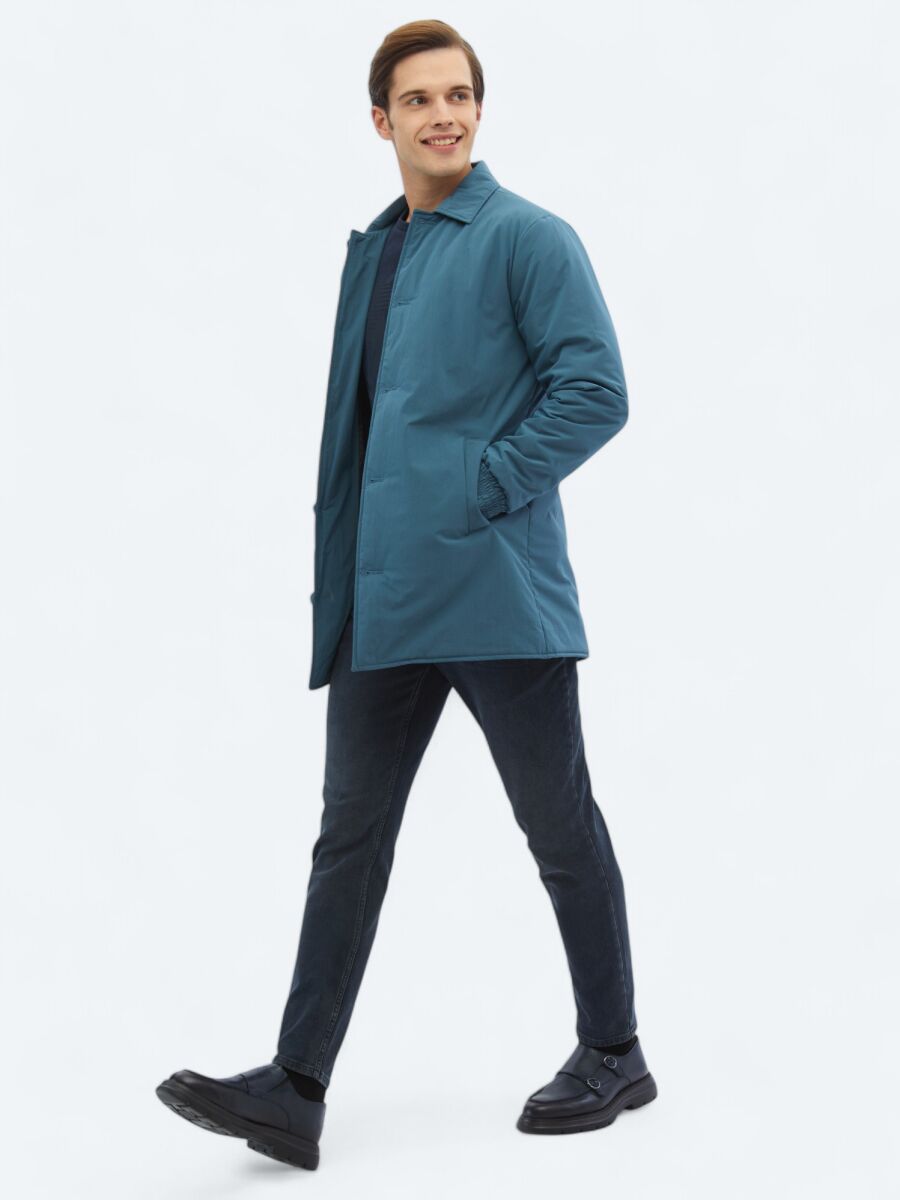 Mint Regular Fit Round Collar Casual Weaving Rain Coat - 3