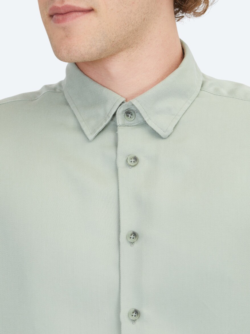 Mint Regular Fit Uzun Dokuma Casual Gömlek - 5