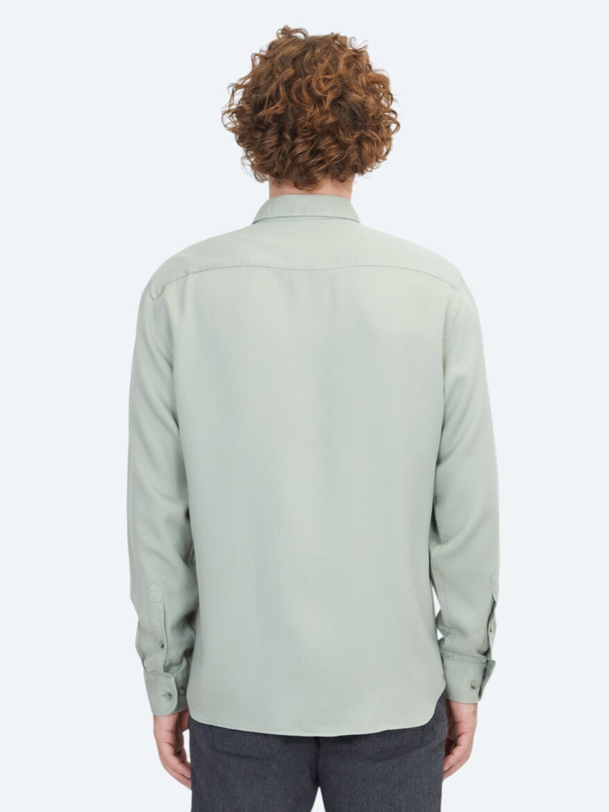 Mint Regular Fit Uzun Dokuma Casual Gömlek - 6