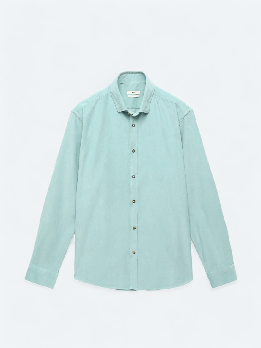 Mint Ribbed Regular Fit Weaving Casual 100% Cotton Shirt - 7