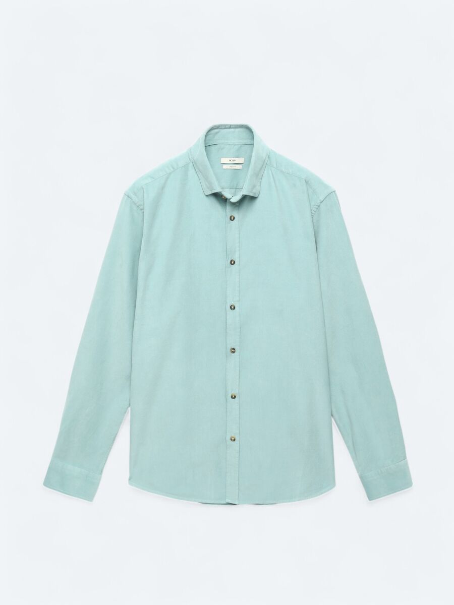 Mint Ribbed Regular Fit Weaving Casual 100% Cotton Shirt - 7