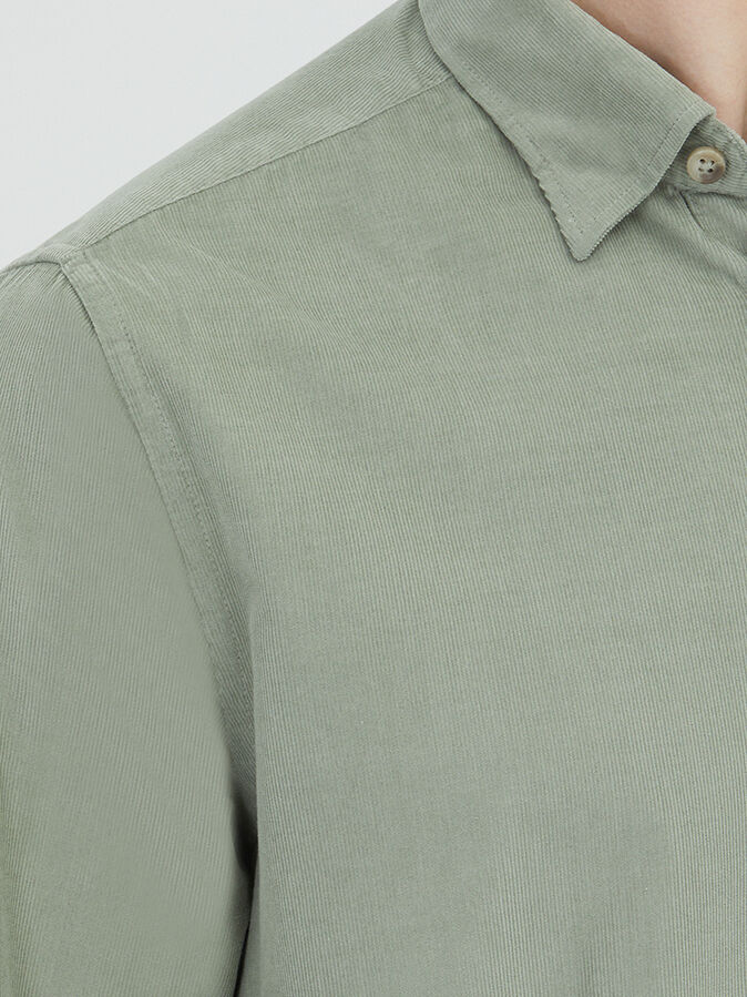 Mint Striped Regular Fit Long Weaving Casual 100% Cotton Shirt - 4