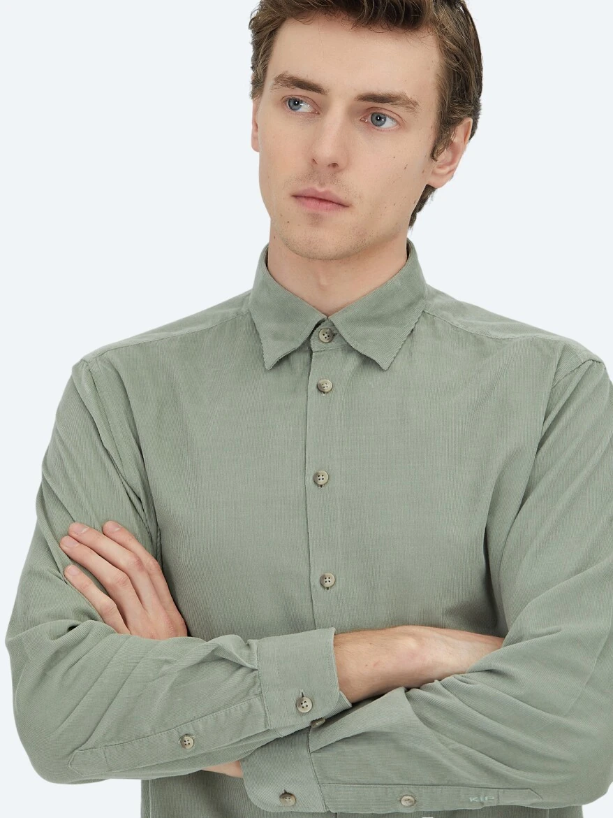 Mint Striped Regular Fit Weaving Casual 100% Cotton Shirt 