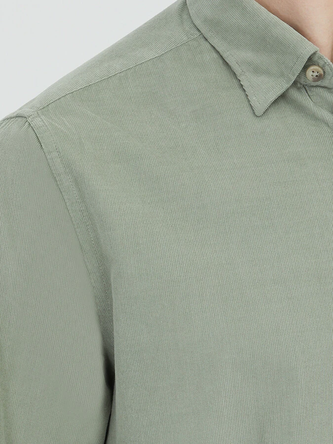 Mint Striped Regular Fit Weaving Casual 100% Cotton Shirt - 4