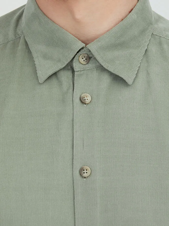 Mint Striped Regular Fit Weaving Casual 100% Cotton Shirt - 5