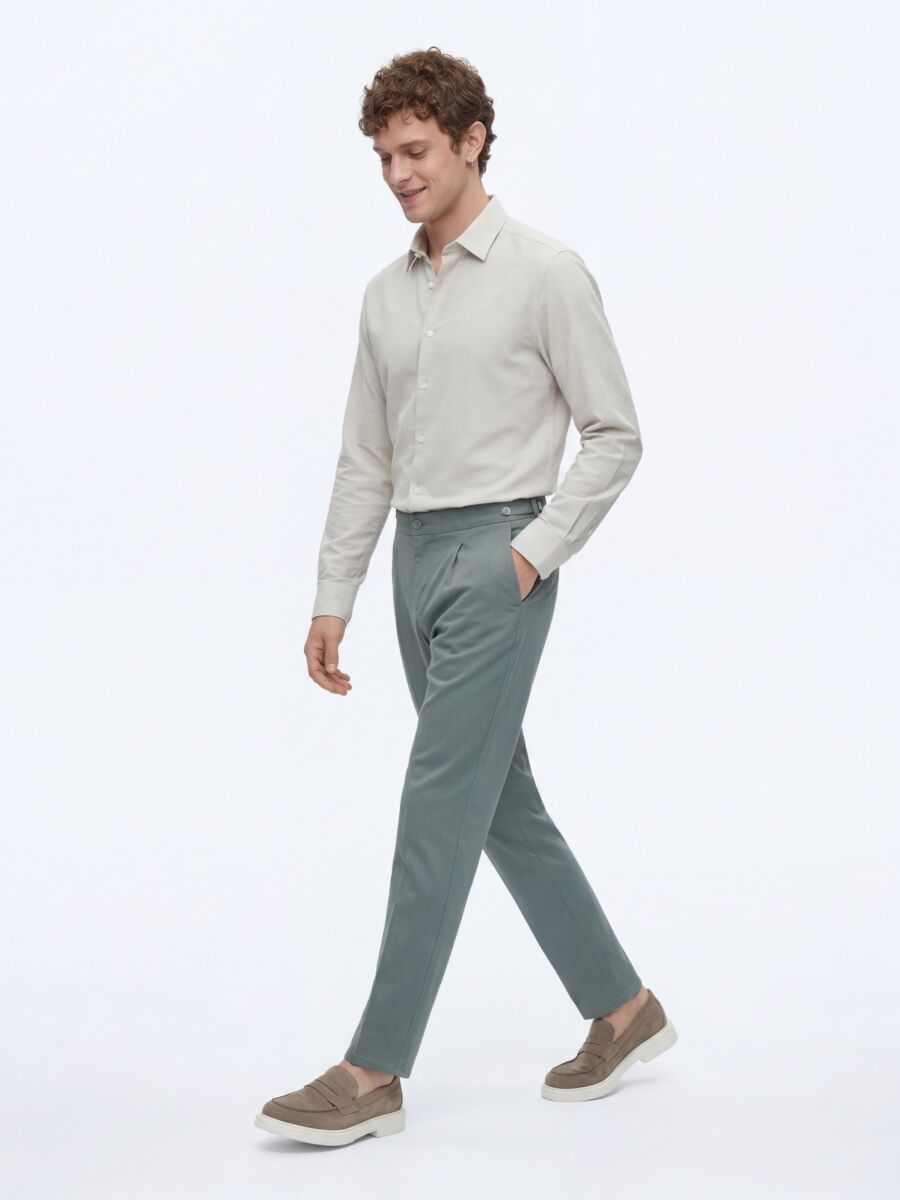 Mint Weaving Regular Fit Casual Cotton Blended Trousers - 4
