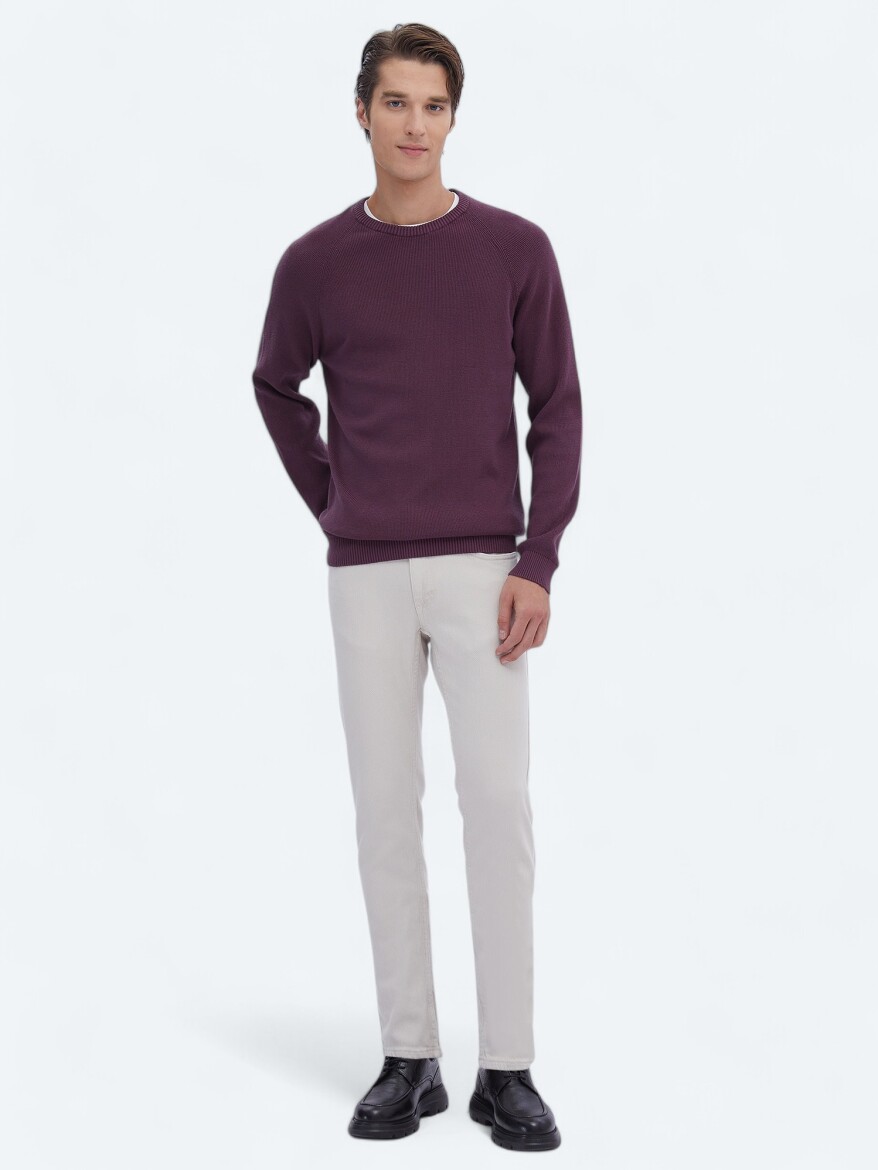 Mürdüm Bisiklet Yaka Desenli Triko Kazak - 2