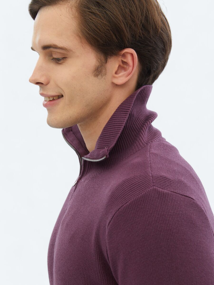 Mürdüm Desenli Triko Kazak - 4