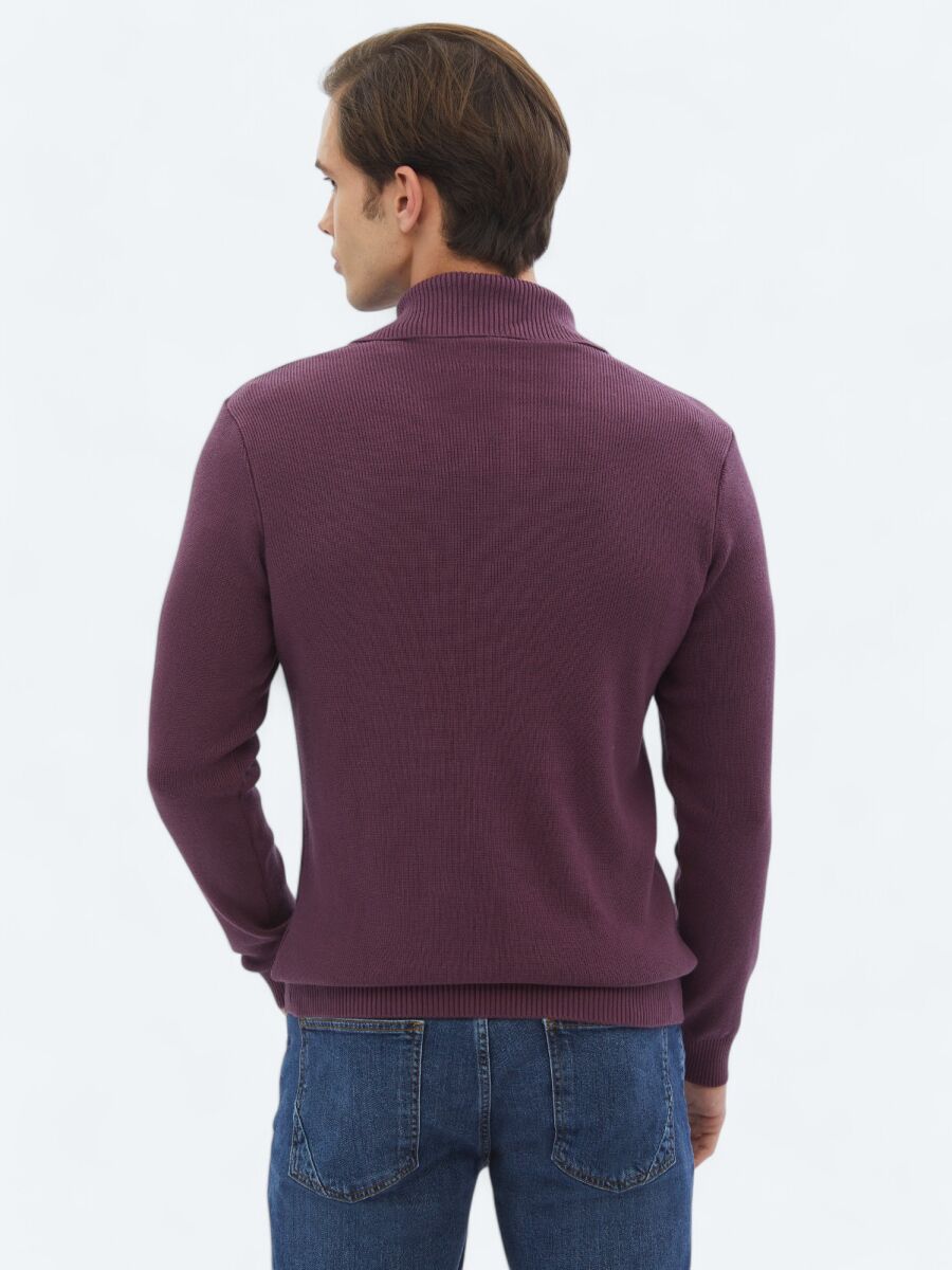 Mürdüm Desenli Triko Kazak - 6