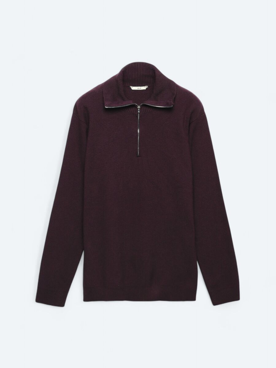 Mürdüm Desenli Triko Kazak - 7