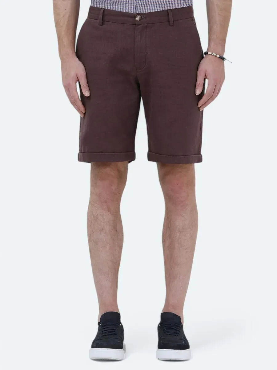 Mürdüm Dokuma Slim Fit Casual Bermuda - 1