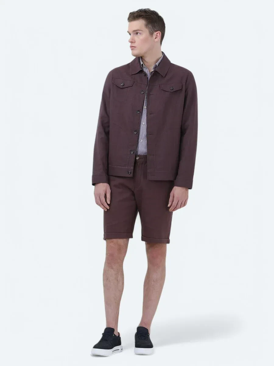 Mürdüm Dokuma Slim Fit Casual Bermuda - 2