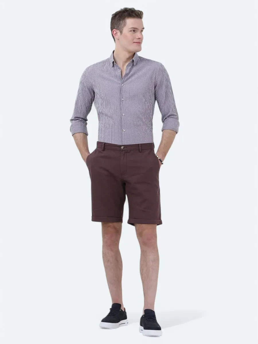 Mürdüm Dokuma Slim Fit Casual Bermuda - 3