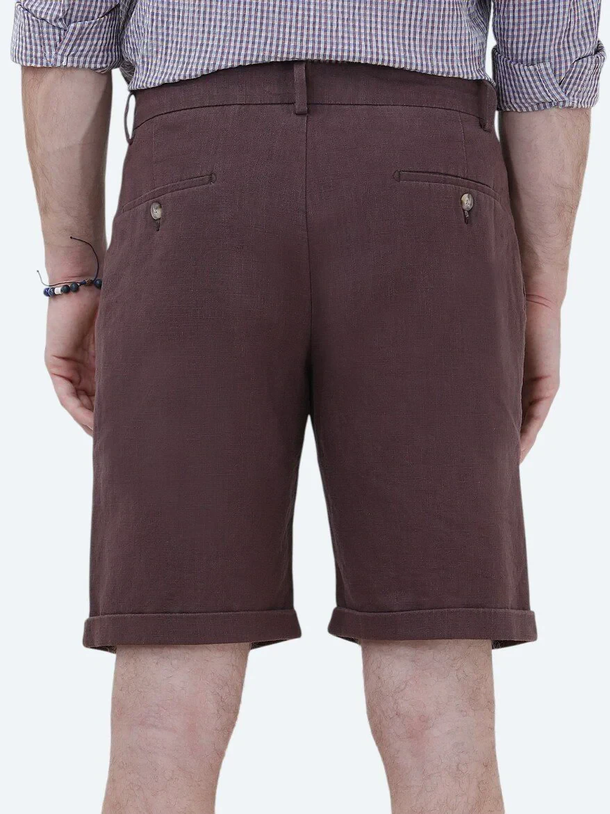 Mürdüm Dokuma Slim Fit Casual Bermuda - 5