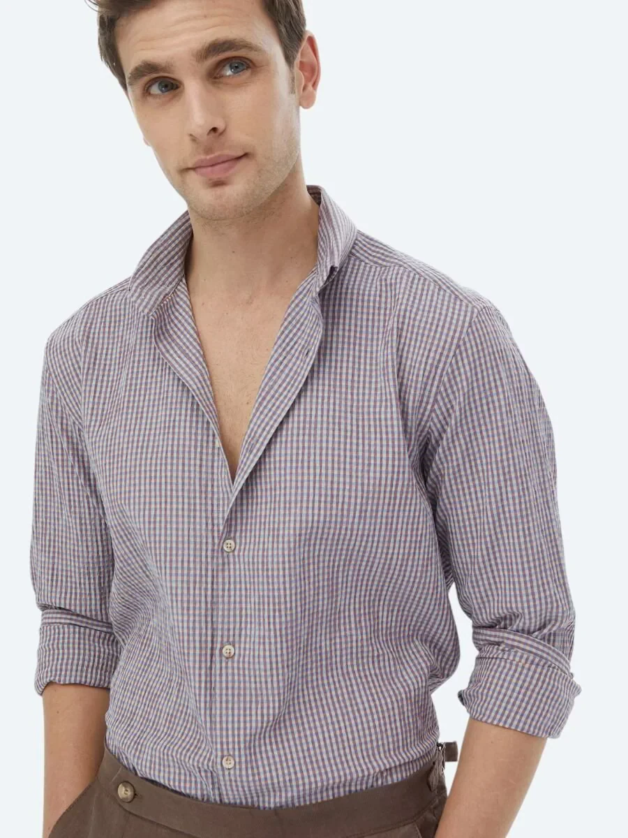 Mürdüm Regular Fit Dokuma Casual Pamuk Karışımlı Gömlek - 5