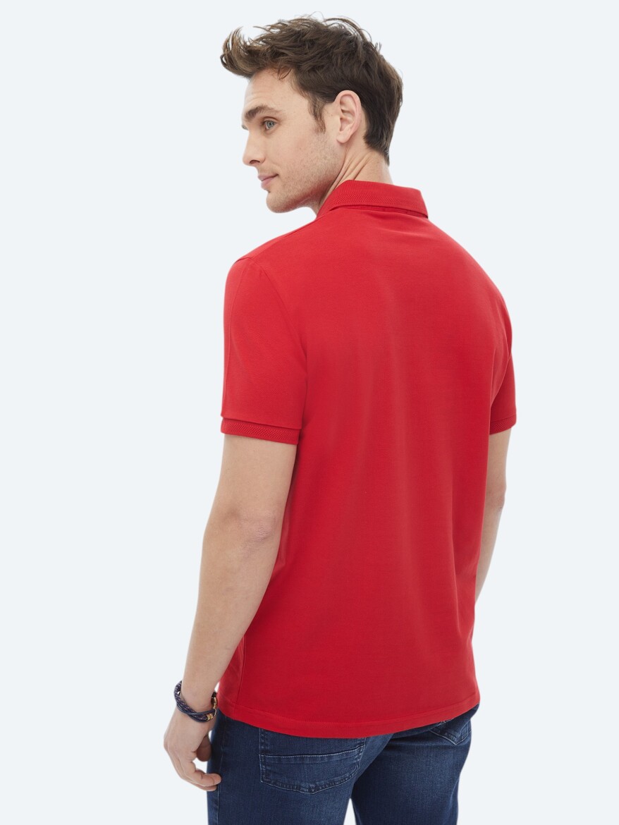 Nar Çiçeği Polo Yaka %100 Pamuk T-Shirt - 10