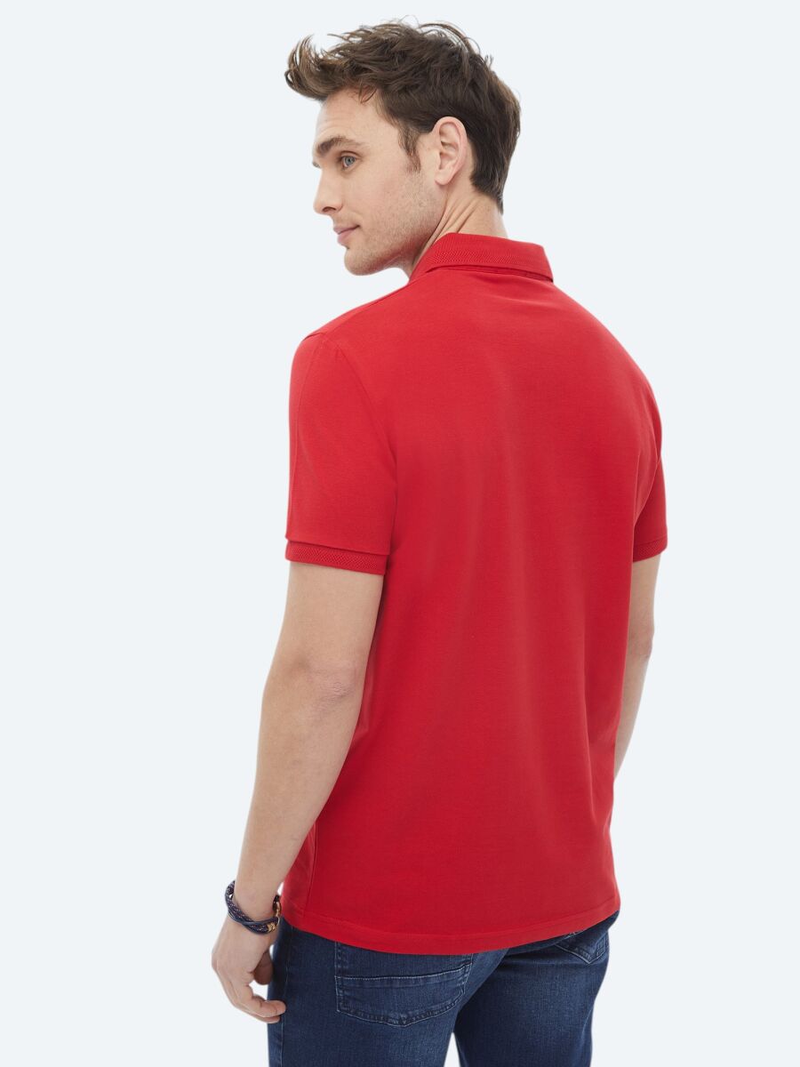 Nar Çiçeği Polo Yaka %100 Pamuk T-Shirt - 10